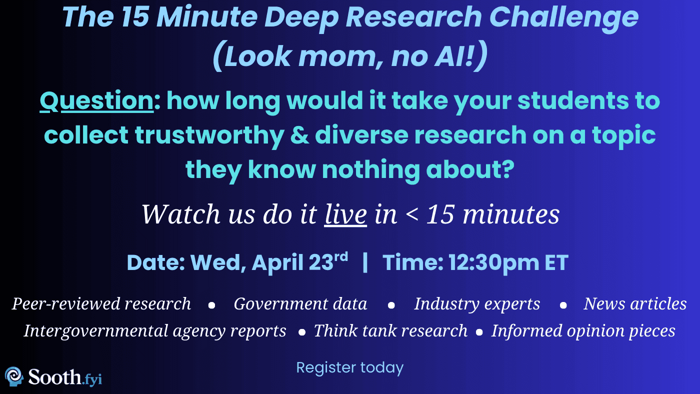 Webinar: The 15 Minute Deep Research Challenge (Look mom, no AI!)